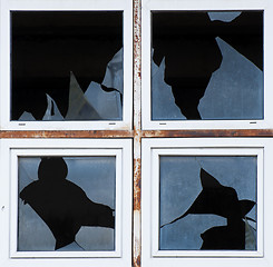 Image showing Broken windows of old building