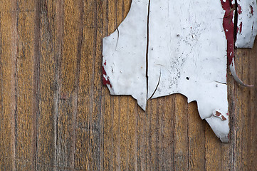 Image showing Old cracked paint on boards