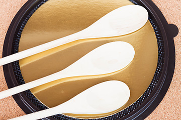 Image showing Empty wooden spoons prepare for cooking 