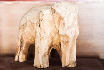Image showing Wooden hand made carved elephant 