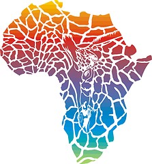 Image showing Map of Africa in rainbow giraffe camouflage