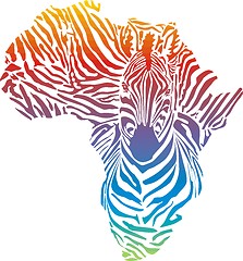 Image showing Map of Africa in rainbow zebra camouflage