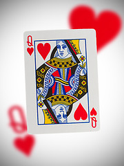 Image showing Playing card, queen of hearts