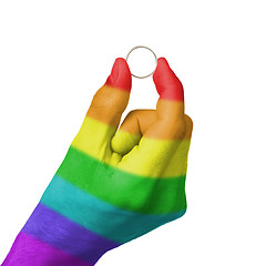 Image showing Gay man holding ring