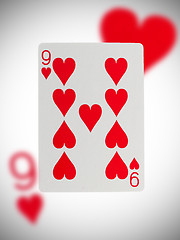 Image showing Playing card, nine of hearts