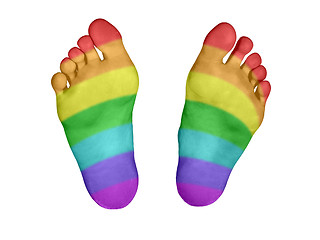 Image showing Feet with rainbow flag pattern