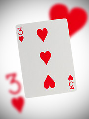 Image showing Playing card, three of hearts