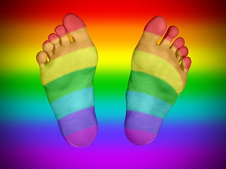 Image showing Feet with rainbow flag pattern