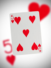 Image showing Playing card, five of hearts