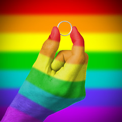 Image showing Gay man holding ring