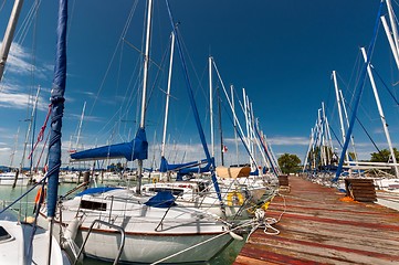 Image showing Sailing boats in the harbor