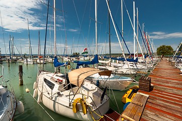 Image showing Sailing boats in the harbor