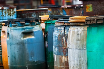 Image showing Several barrels of toxic waste