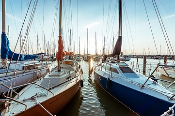 Image showing Sailing boats in the harbor