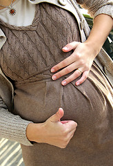 Image showing Beautiful pregnant woman tummy 