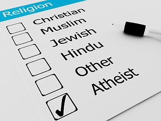 Image showing Religious Atheist or Agnostic on checkmark