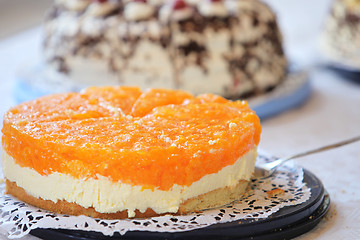 Image showing Tangy colourful citrus cheesecake