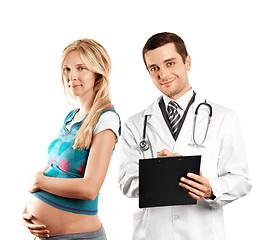 Image showing Pregnant Woman With Doctor