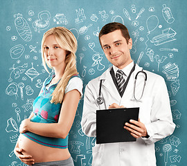 Image showing Pregnant Woman With Doctor