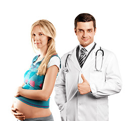 Image showing Pregnant Woman With Doctor