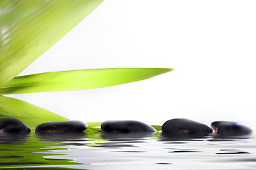 Image showing Spa massage stones in water