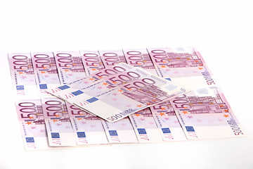 Image showing Array of Euro banknotes