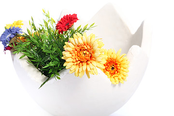 Image showing large egg decorated with flowers