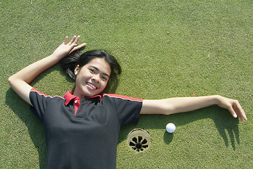 Image showing Girl on green
