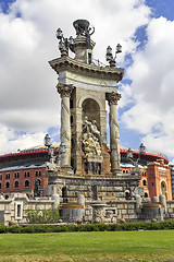 Image showing monumental fountain in Plaza Spain, Barcelona