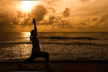 Image showing Yoga on Beach