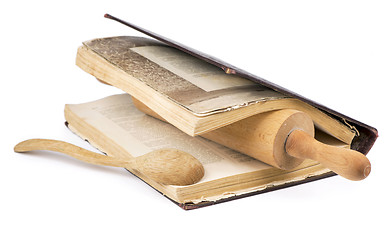 Image showing recipe-book and rolling pin