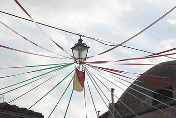 Image showing Sicilian flag and street lamp