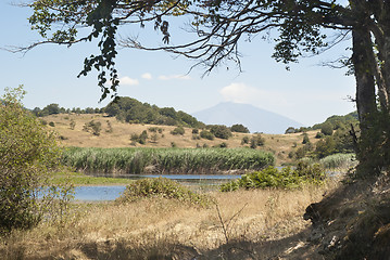 Image showing Biviere lake with views of Etna