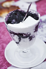 Image showing Sicilian granita with whipped cream and mulberry