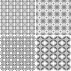 Image showing Set of black and white geometric seamless patterns