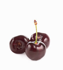 Image showing Red, juicy, ripe cherries