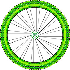 Image showing bike wheel with tire and spokes isolated on white background