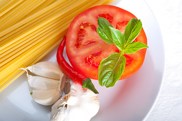 Image showing Italian spaghetti pasta tomato ingredients