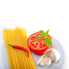 Image showing Italian spaghetti pasta tomato ingredients