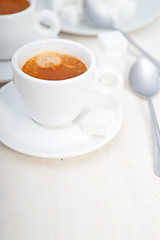 Image showing Italian espresso coffee and sugar cubes