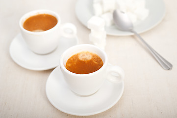 Image showing Italian espresso coffee and sugar cubes