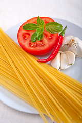 Image showing Italian spaghetti pasta tomato ingredients