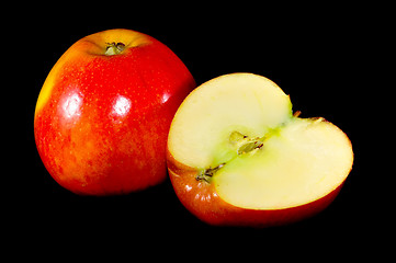 Image showing sliced apples on black background