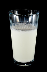 Image showing glass of milk on black background
