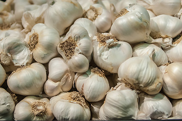 Image showing garlic on display at farmers market