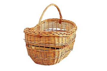 Image showing wooden basket over white