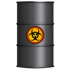 Image showing Black barrel with biohazard sign