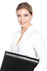 Image showing An attractive smiling blond haired business woman