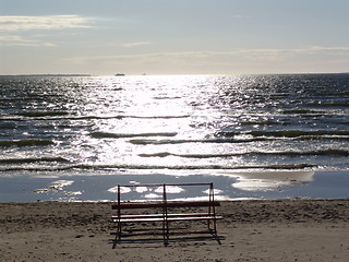 Image showing Bench on the beach