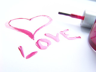 Image showing Love written with nail polish